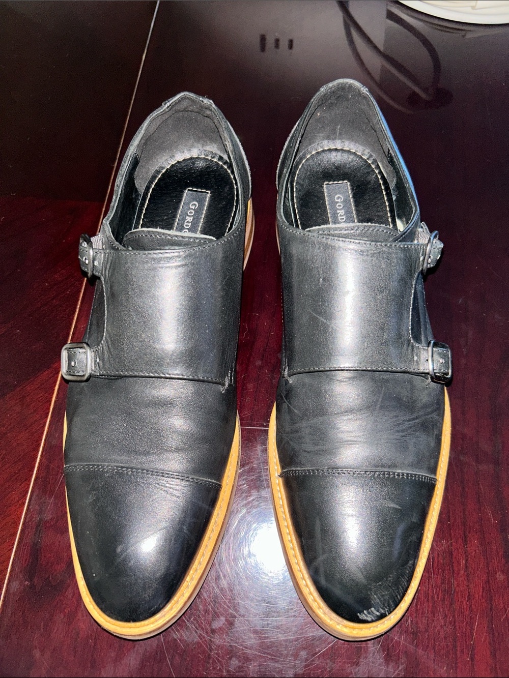 Gordon Rush Black Leather Slip-On Loafer with Contrast Stitching Size 9